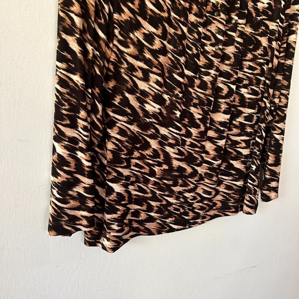 Chicos‎ Travelers Top Womens Small Animal Print Slinky Knit Chicos 1 Made in USA - Picture 3 of 5